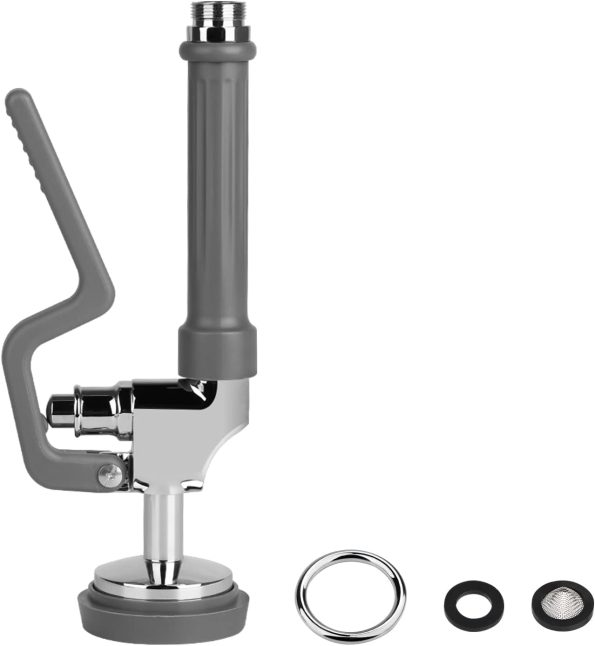 Pre-Rinse Spray Valve Replacement Head for Commercial Kitchen Faucet 1.42GPM Commercial Sink Sprayer High Pressure Dishwasher Sprayer Nozzle with Hand Grip Assembly (Grey)