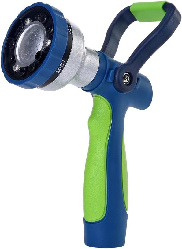 New Patent Garden Hose Nozzle, Heavy Duty Water Nozzle, High Pressure Fireman Style Nozzle with Ergonomic Handle for Women to Water Lawn and Garden