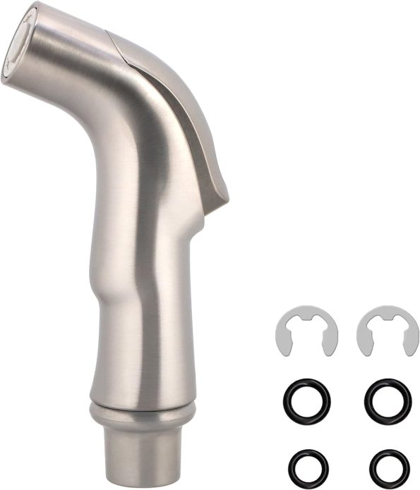 Universal Fit Sink Spray Attachment, Kitchen Side Sprayer Head, Pull Out Spray Head, Faucet Sprayer Replacement Brushed Nickel Finish, Ergonomic Design