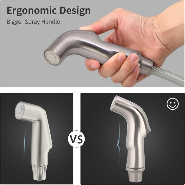 Universal Fit Sink Spray Attachment, Kitchen Side Sprayer Head, Pull Out Spray Head, Faucet Sprayer Replacement Brushed Nickel Finish, Ergonomic Design - Image 2
