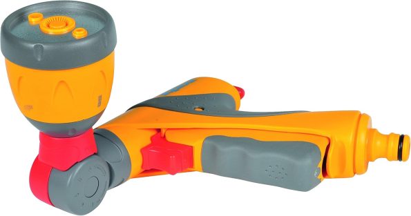 Multi-tasking Spray Gun with 180° Adjustable Head, Ergonomic, Easy-to-use, Lockable and Flow-controlled: 4 Spray Patterns