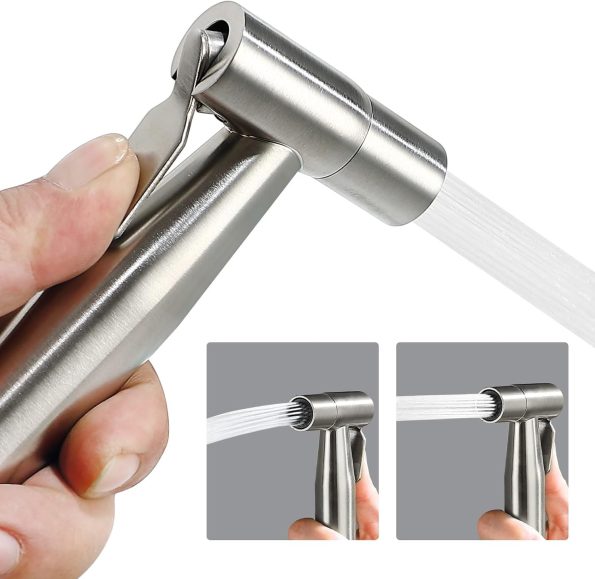 2 Pack Bidet Sprayer Head Stainless Steel Handheld Shattaf Jet Spray Attachment for Toilet, Baby Cloth Diaper Sprayer with Adjustable Water Pressure Control, Brushed Nickel
