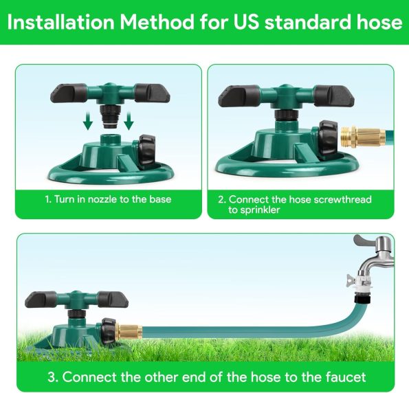 Garden Sprinkler, Adjustable 360 Degree Rotation Lawn Sprinkler, Large Area Coverage, Multipurpose Yard Sprinklers for Plant Irrigation and Kids Playing - Image 2